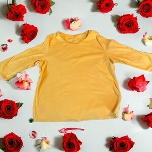 CJ Banks 100% cotton 3/4 sleeve T-shirt gold with free infinity scarf